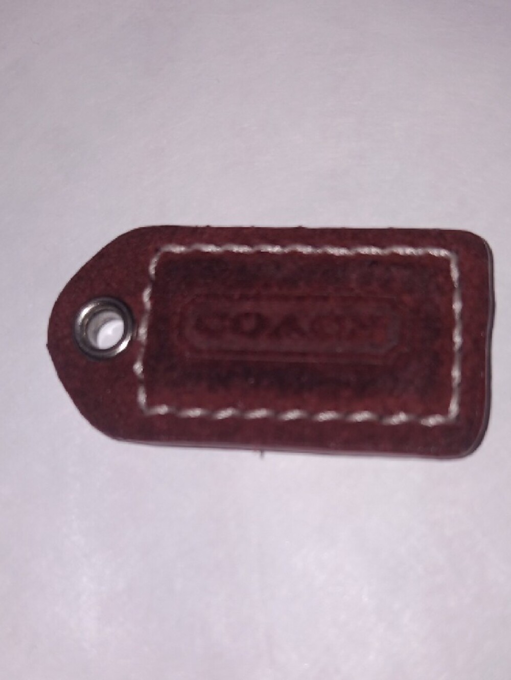Coach Maroon SUede & Leather Hang Tag